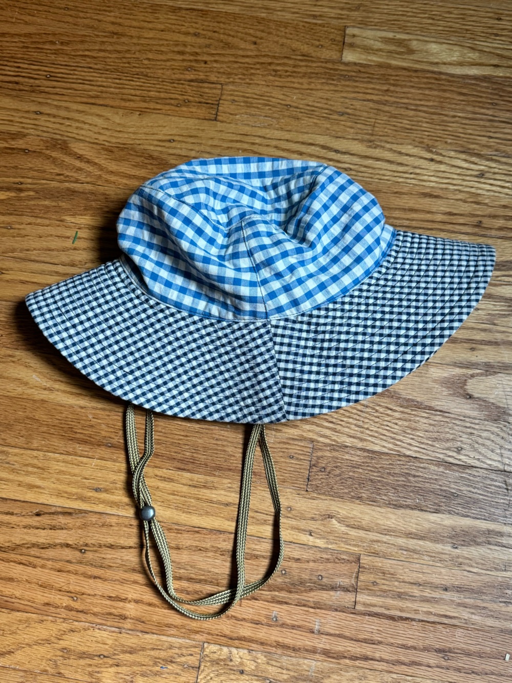 Kasmaria Blue Gingham bucket Hat with adjustable Chin Strap